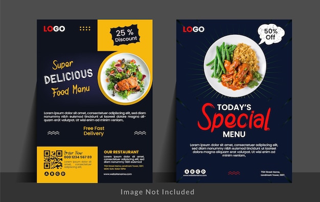Plantilla de volante de restaurante con diseño de menú de comida