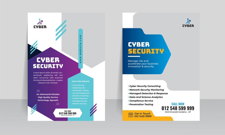 Vector plantilla de volante de seguridad cibernética