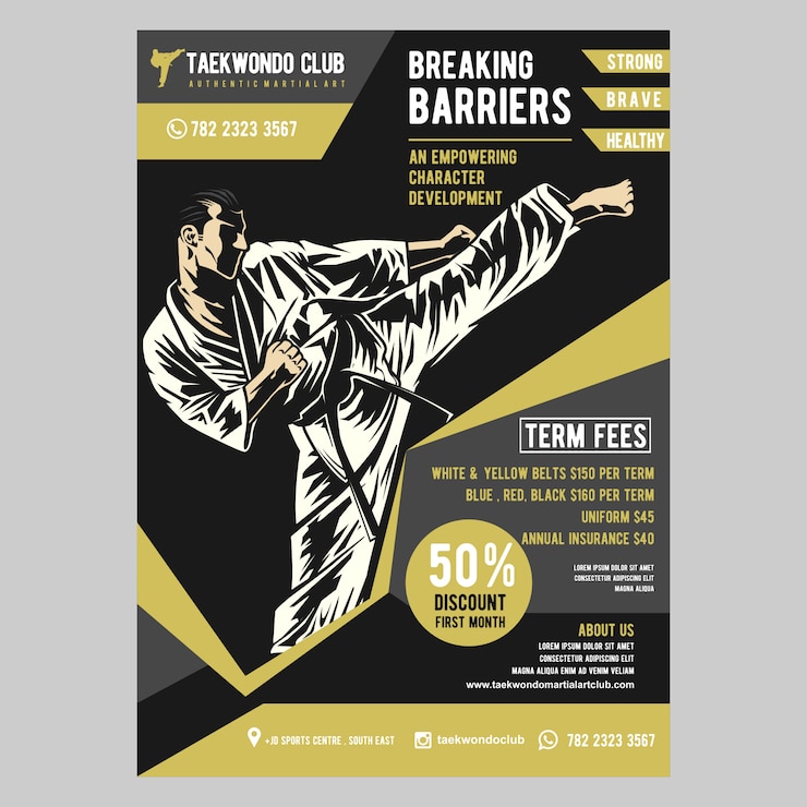 Plantilla de volante - taekwondo