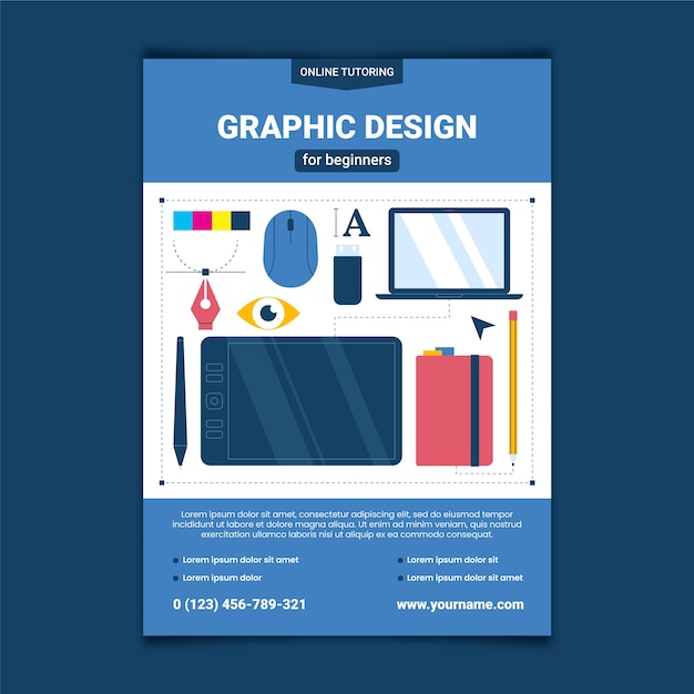 Plantilla de volante de tutoría de diseño plano