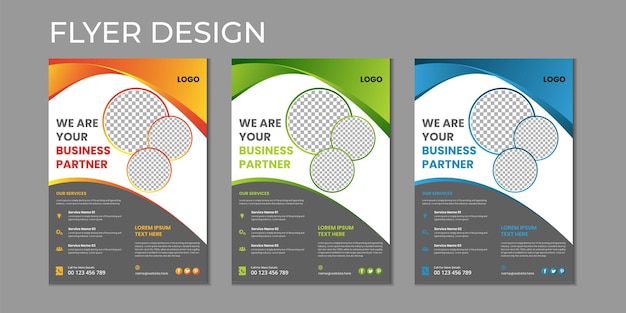 Plantilla de volante de vector de presentación de negocios cubierta de diseño moderno informe anual cartel volante en A4 con formas geométricas coloridas color degradado con fondo claro
