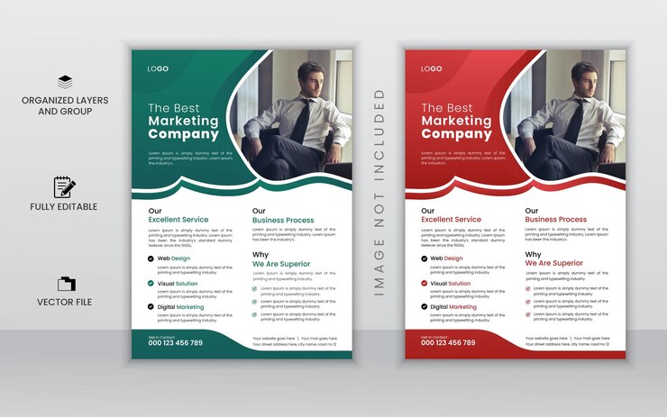 Plantilla de volante vectorial multipropósito para negocios corporativos y portada de folleto