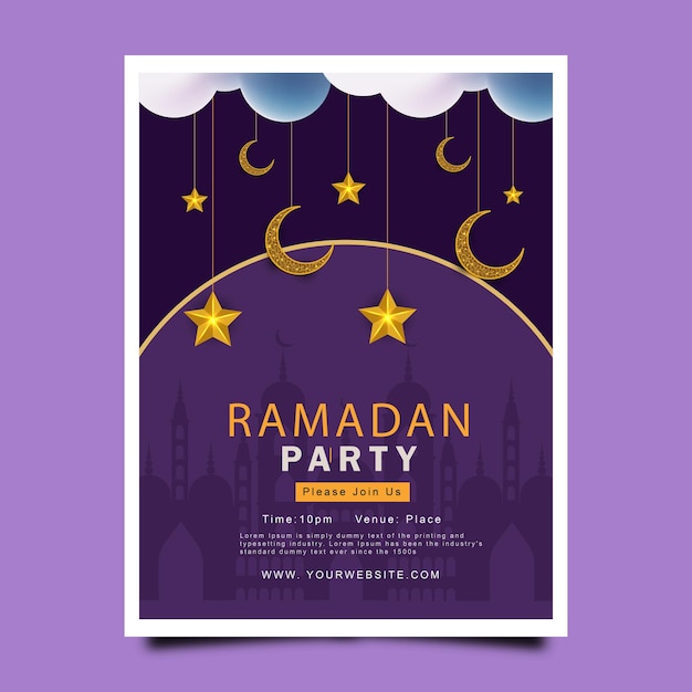 plantilla de volante vertical para la celebración de la fiesta islámica del Ramadán