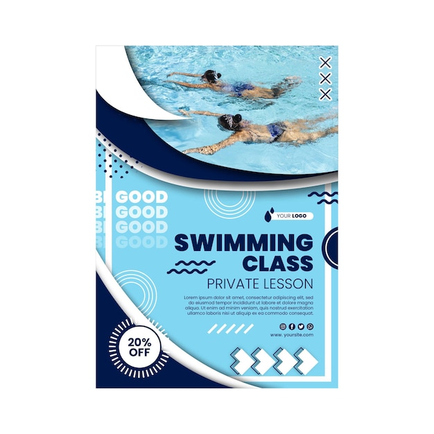 Plantilla de volante vertical de natación