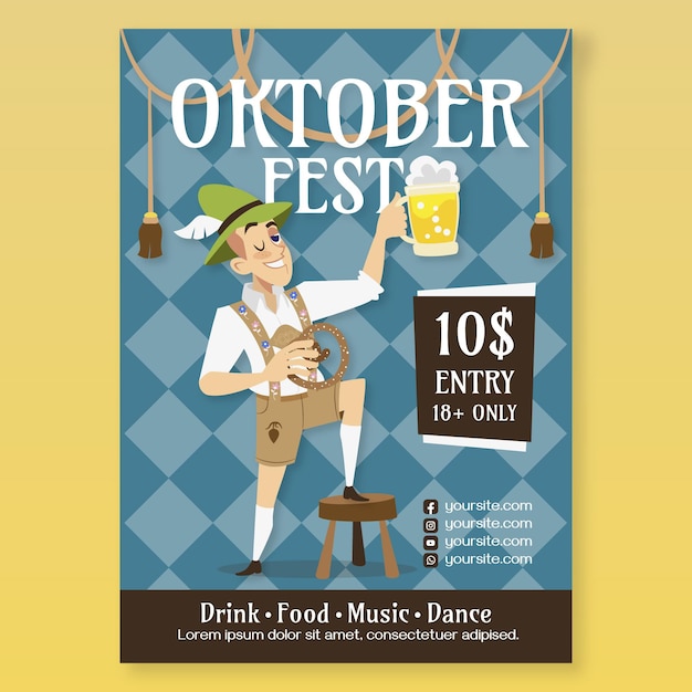 Vector plantilla de volante vertical plano oktoberfest