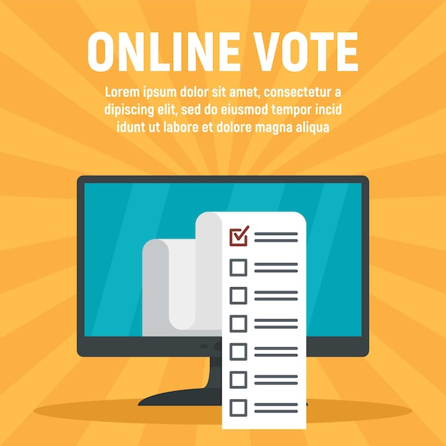 Vector plantilla de votación de computadora en línea, estilo plano