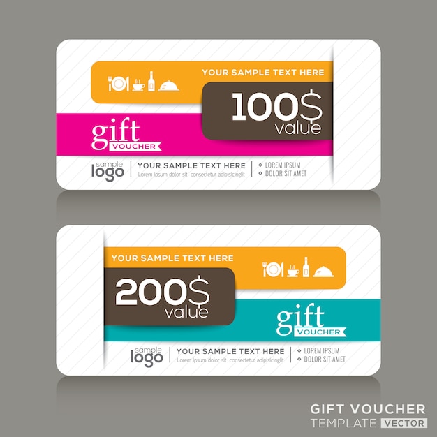 Vector plantilla de voucher de regalo con diseño moderno colorido abstracto