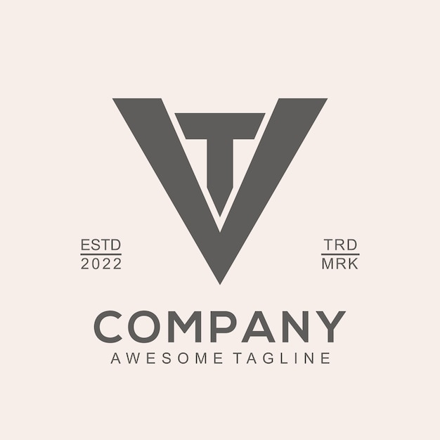 Plantilla de vt de letra de logotipo retro