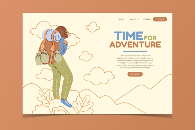 Plantilla web de aventura en diseño plano