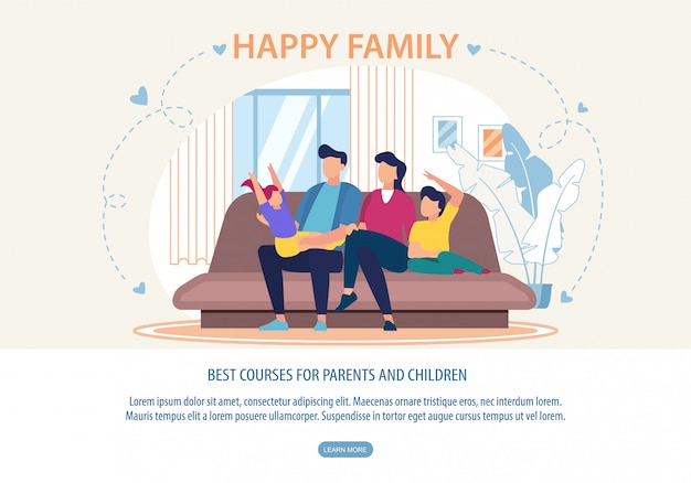 Plantilla web de Banner para los mejores cursos para padres e hijos