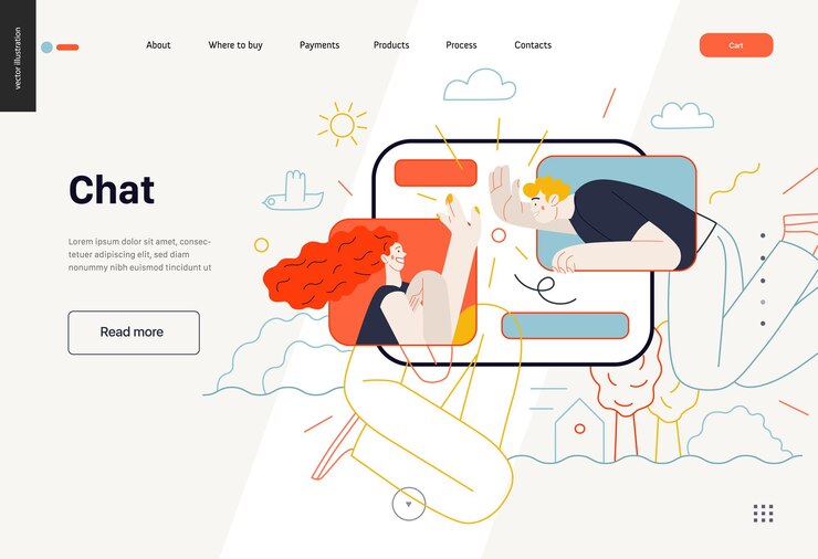 Vector plantilla de web de chat de temas de negocios