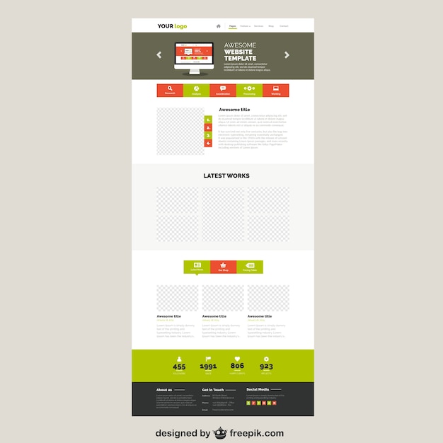 Vector plantilla de web colorida