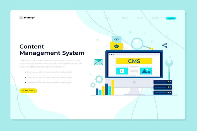 Plantilla web de concepto plano cms