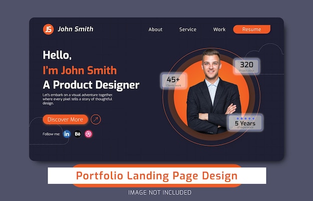 plantilla web de diseñador de productos y diseño de la página de destino de la cartera
