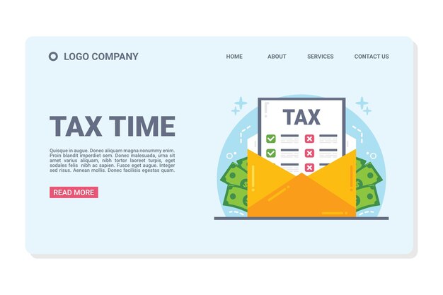 Plantilla web o página de destino de Tax Time