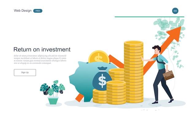 Plantilla web de página de aterrizaje. concepto para el financiero y la inversión.retorno de la inversión.