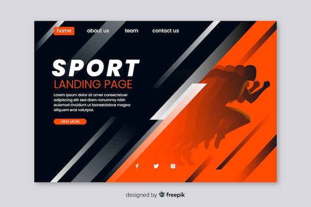 Vector plantilla web para página de aterrizaje deportiva