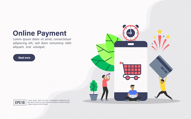 Plantilla web de página de aterrizaje de pago online.