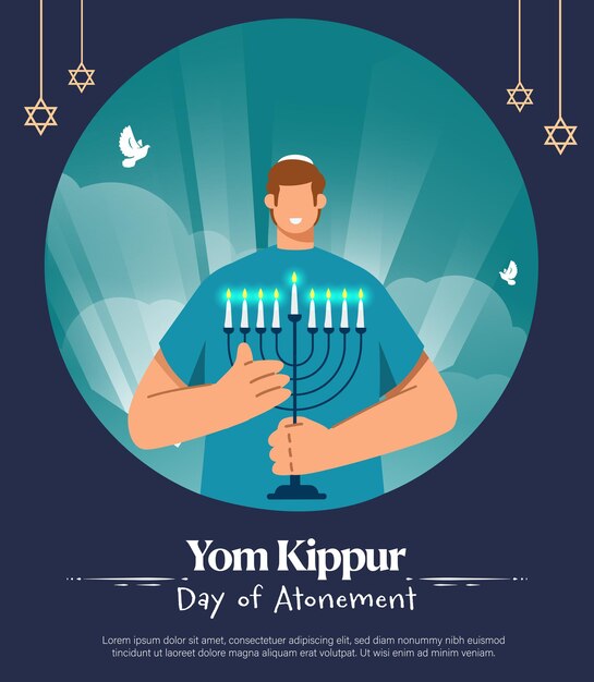 Plantilla de Yom Kippur Ilustración vectorial Diseño decorativo de vacaciones judías adecuado para tarjetas de felicitación