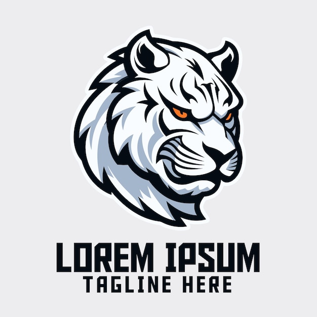 Plantillas de animales para deportes y deportes electrónicos Logotipos de cabezas de mascotas de tigre blanco y leopardo de las nieves