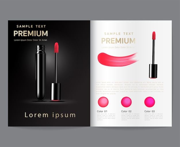 Plantillas de anuncios de maquillaje, lápiz de labios