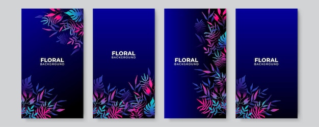 Vector plantillas de arte cuadradas editables de moda con elementos florales y geométricos. para historias de redes sociales, ilustración vectorial. diseñar fondos para redes sociales.