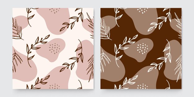 Plantillas de arte cuadrado abstracto de moda con elementos florales y geométricos. Adecuado para publicaciones en redes sociales, aplicaciones móviles, diseño de banners y anuncios web o de Internet. Fondos de moda