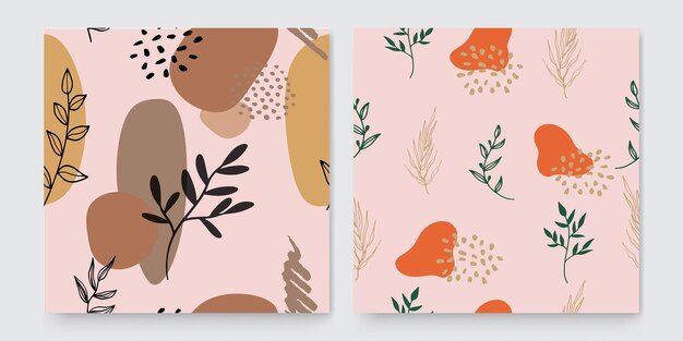 Plantillas de arte cuadrado abstracto de moda con elementos florales y geométricos. Adecuado para publicaciones en redes sociales, aplicaciones móviles, diseño de banners y anuncios web o de Internet. Fondos de moda