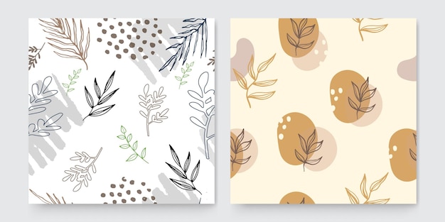 Plantillas de arte cuadrado abstracto de moda con elementos florales y geométricos. Adecuado para publicaciones en redes sociales, aplicaciones móviles, diseño de banners y anuncios web o de Internet. Fondos de moda