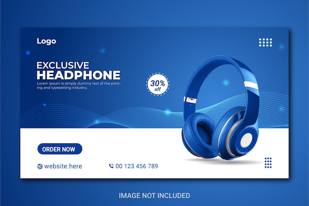 Plantillas de banner de redes sociales de instagram de promoción de marca de auriculares