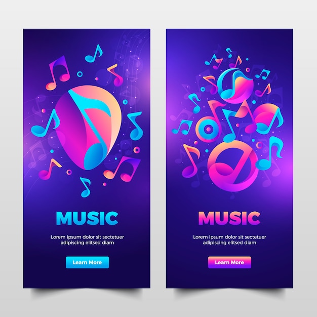 Las plantillas de banners musicales en estilo gradiente