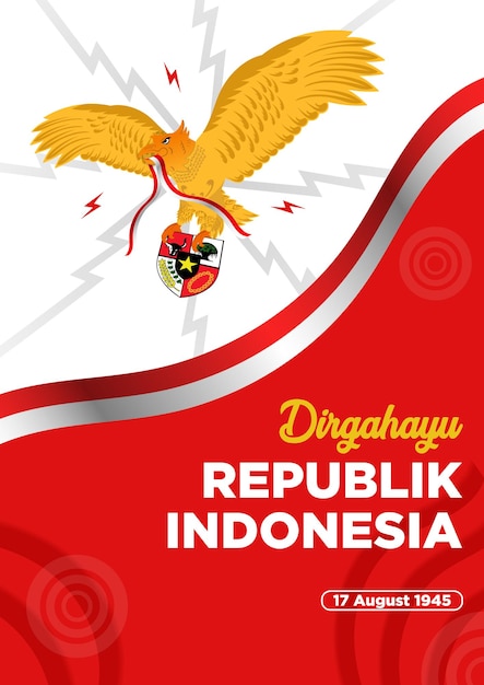 Plantillas de carteles del Día de la Independencia de Indonesia con la ilustración vectorial del pájaro Garuda Pancasila