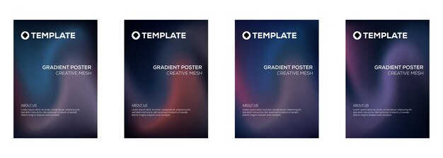 Plantillas de carteles de gradiente Conjunto de diseño de malla creativa