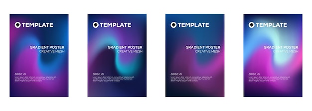 Plantillas de carteles de gradiente Conjunto de diseño de malla creativa