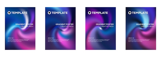 Plantillas de carteles con gradiente Diseño de malla creativa Colores giratorios