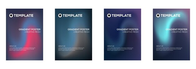 Plantillas de carteles con gradiente Diseño de malla creativa Mezclas de colores
