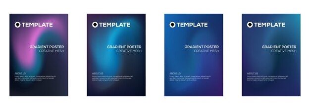 Plantillas de carteles con gradiente y fondos de diseño de malla creativa