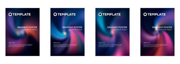 Plantillas de carteles con gradiente y fondos de diseño de malla creativa