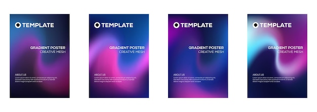 Plantillas de carteles gradientes Diseños creativos de malla para marcas modernas