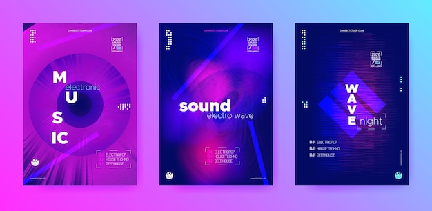 Plantillas de carteles de música electrónica para sonido house o techno