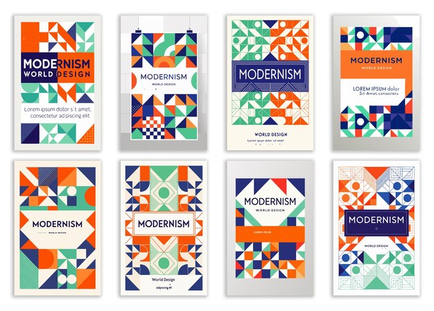 Plantillas clásicas de diseño Bauhaus con colores vibrantes