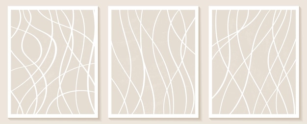 Vector plantillas contemporáneas estéticas con formas abstractas y líneas en colores nude