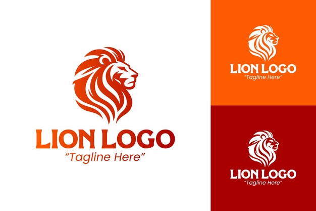 Plantillas creativas de logotipo de león en negro y rojo para proyectos de marca moderna