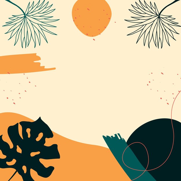 Plantillas cuadradas abstractas con hojas tropicales y formas geométricas Buenas para publicaciones en redes sociales