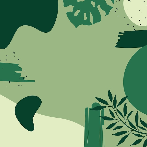 Plantillas cuadradas abstractas con hojas tropicales y formas geométricas Buenas para publicaciones en redes sociales
