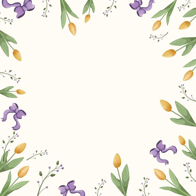 Plantillas cuadradas de moda elementos florales primavera tulipanes dejan adecuado para redes sociales banners web
