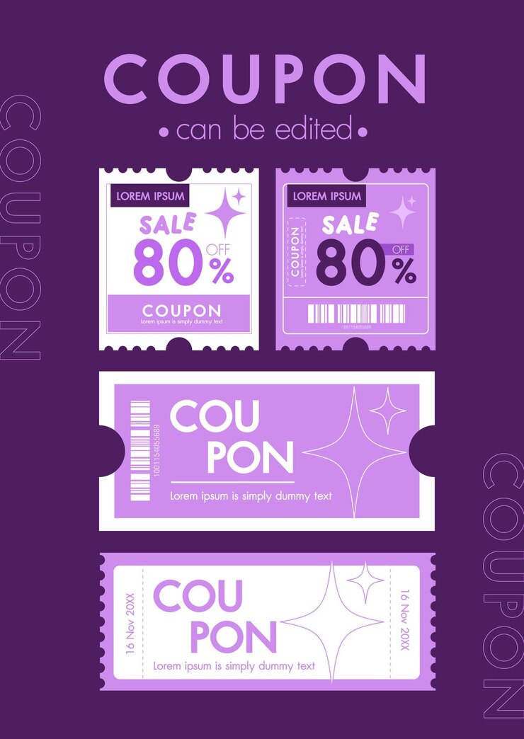 Vector plantillas de cupones para productos promocionales