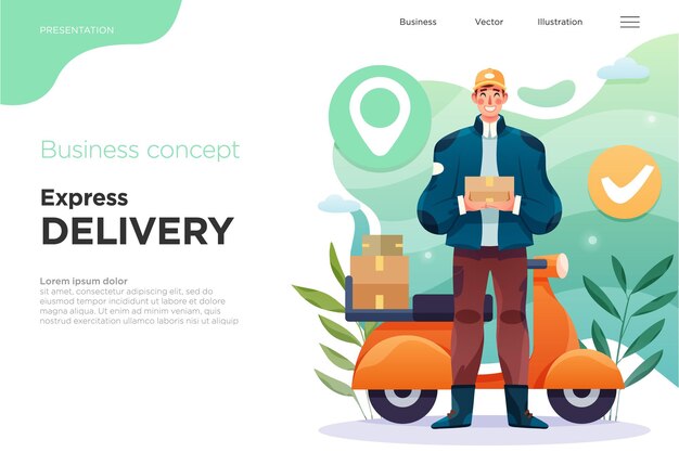 Plantillas de diapositivas de presentación o páginas de inicio para sitios web o aplicaciones Ilustraciones de conceptos de negocios