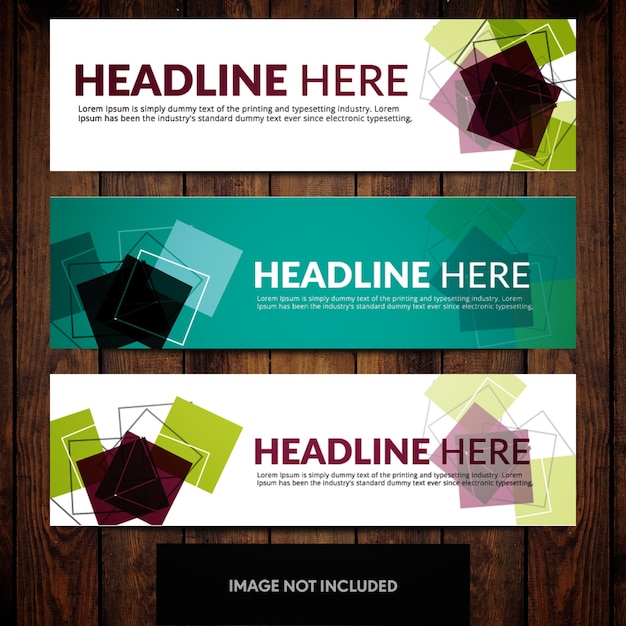 Plantillas de diseño de banner corporativo con cuadrados multicolores