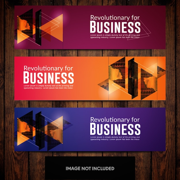 Plantillas de diseño de banner corporativo naranja degradado de color naranja y azul con triángulos cityline